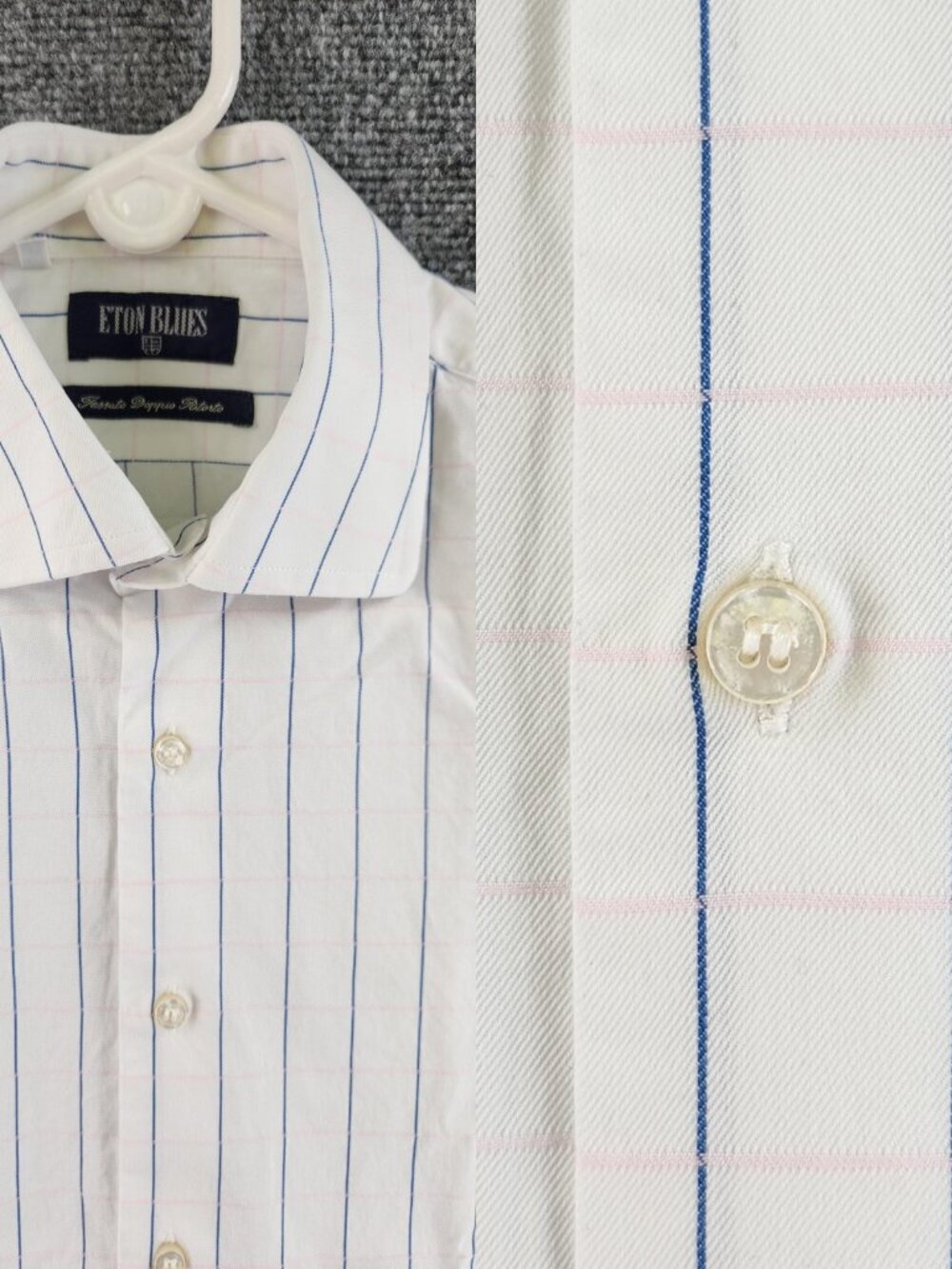 Eton Blues Tessudo 15.75 Pink Blue Check Men Elegant Long Sleeve Office Premium